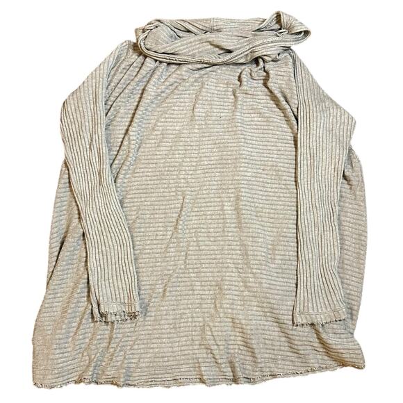 Free People We The Free Small Lover Rib Thermal Split Back Beige Top Oversized - Picture 1 of 6